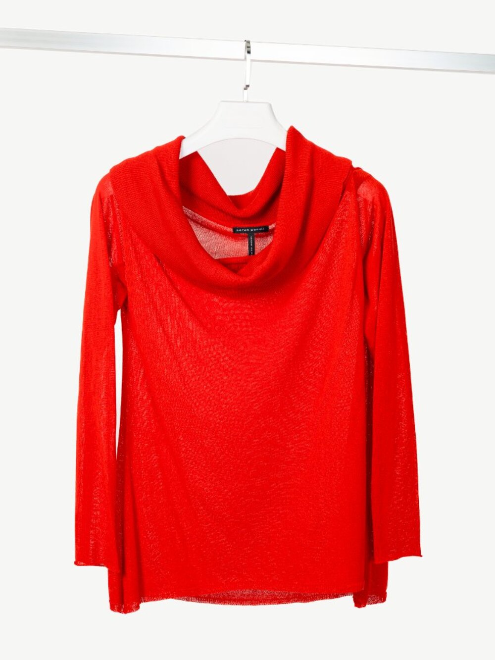 Sarah Pacini Red Linen-Blend Knit Cowl Sweater
